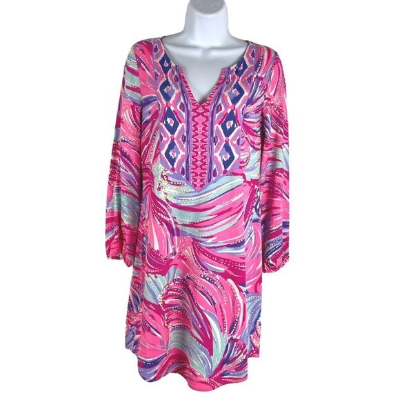 Lilly‎ Pulitzer Gianna Tunic Dress Oh My Guava Engineered Women's XS DR-1055 - Picture 1 of 10